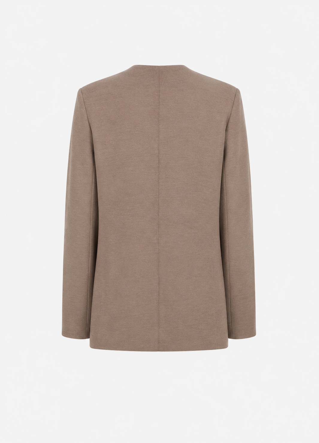 Blazer ohne Kragen, superfeine Merinowolle, Taupe