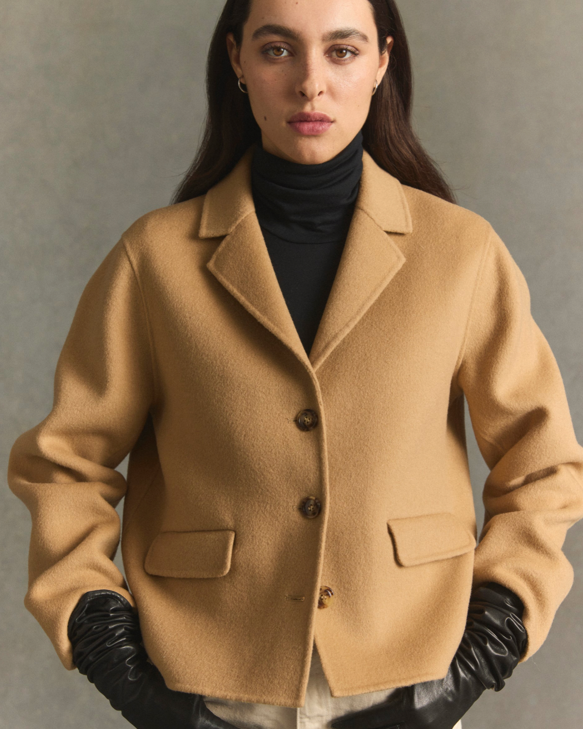 Lava Short Wool Jacket, Camel