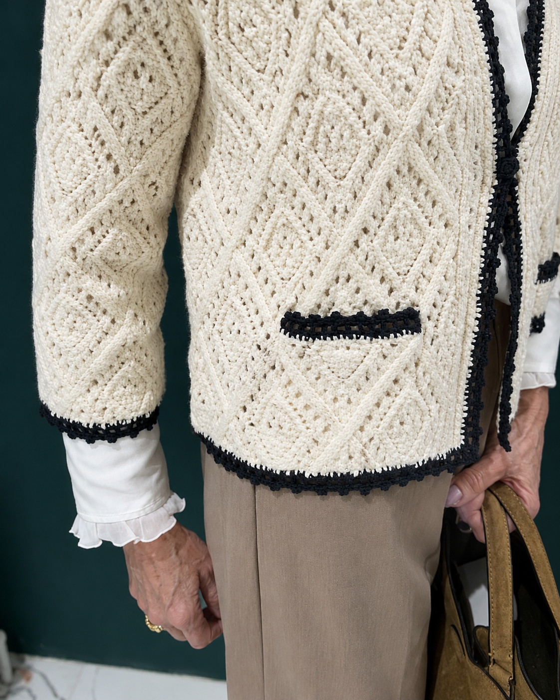 Goldia Cardigan, Ecrü / Marine