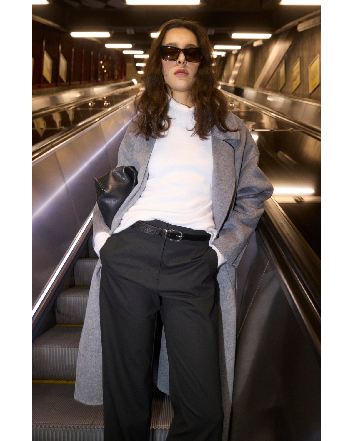 Monica Wool Coat, Grey Melange