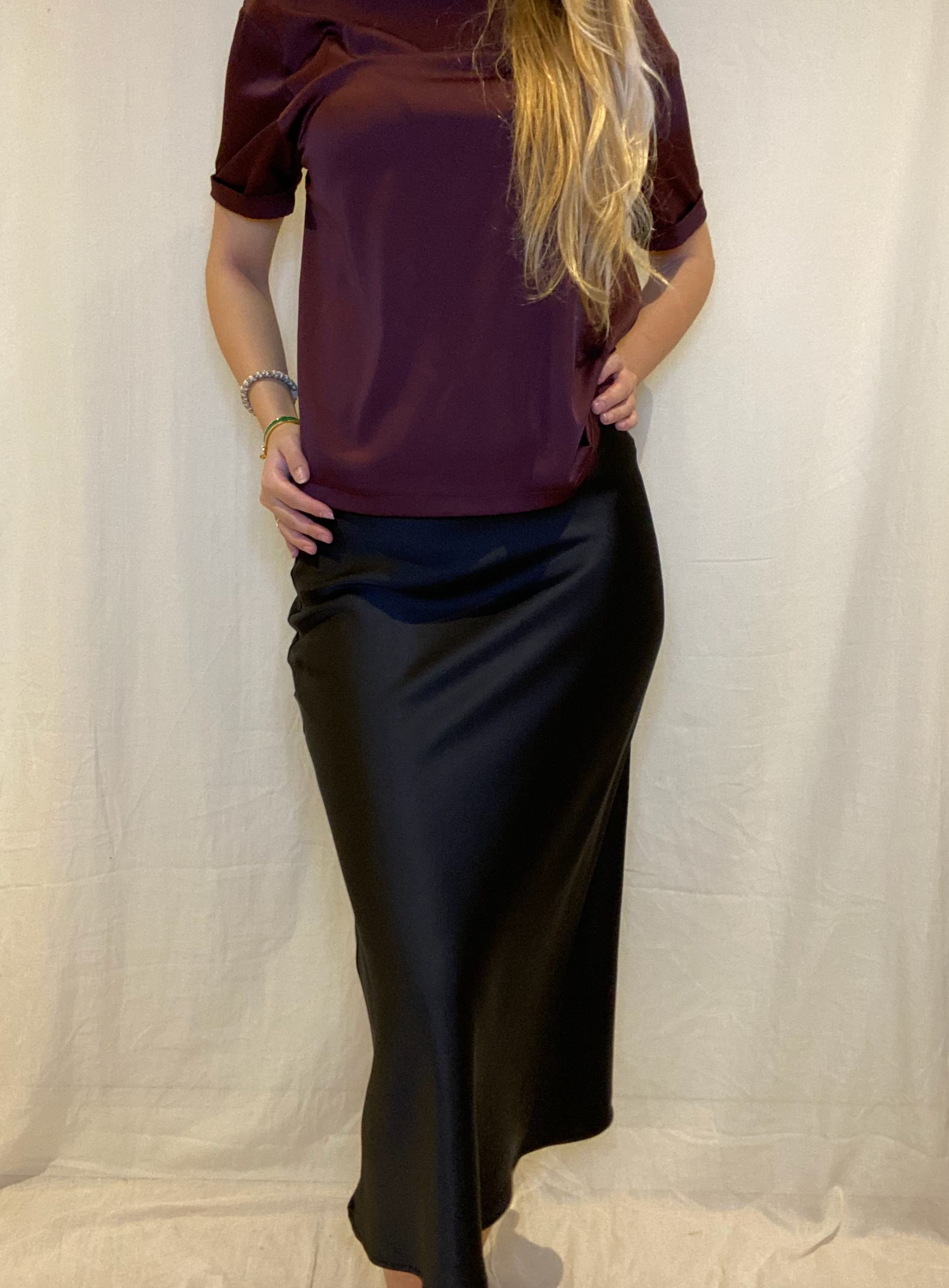 Besättning halskjorta med rulle detalj, Marsala.