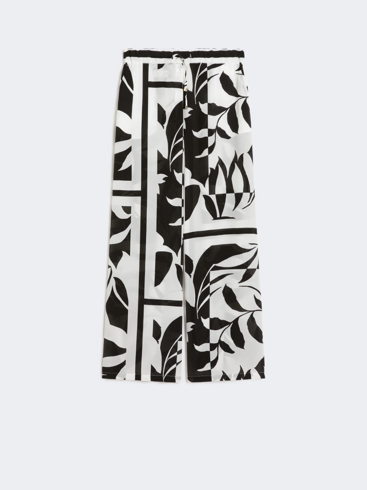 Printed silk palazzo trousers - Black