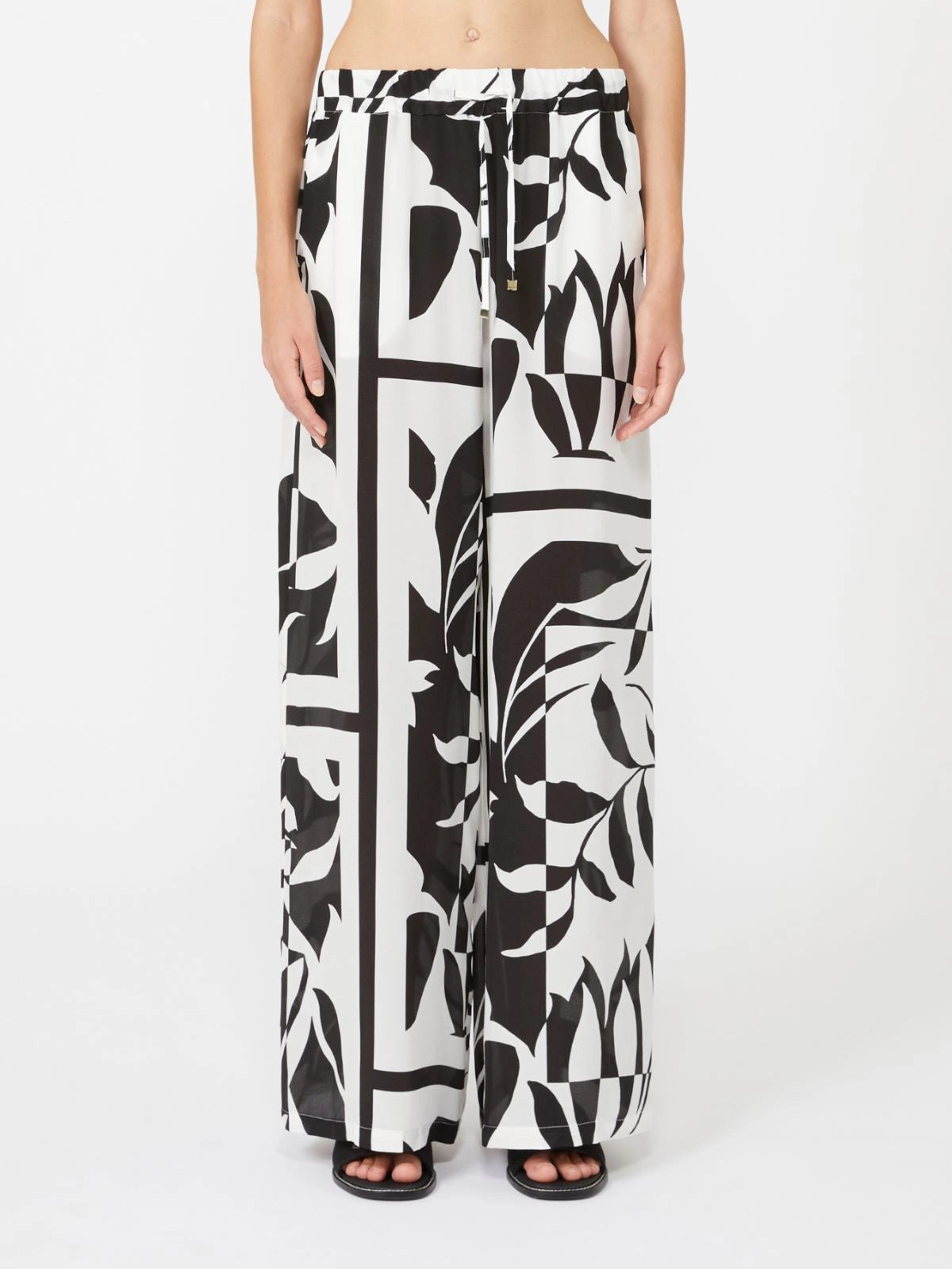 Printed silk palazzo trousers - Black