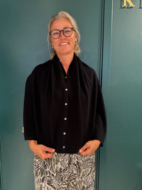 RWLaica Cashmere Poncho, Black