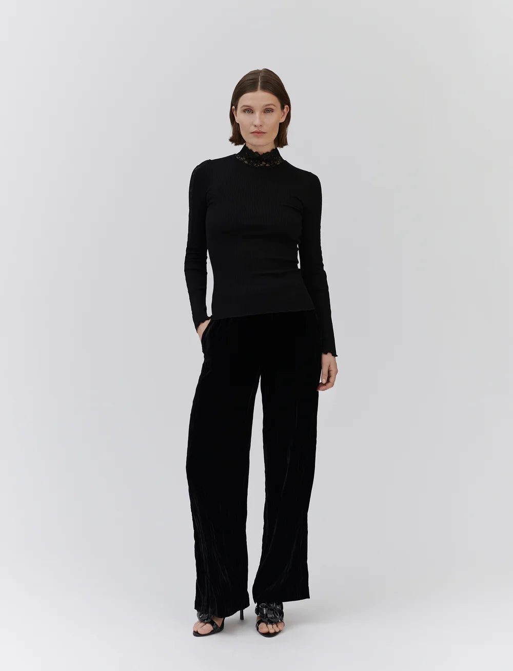 RWBeatha Siden LS Spets T-shirt, Svart