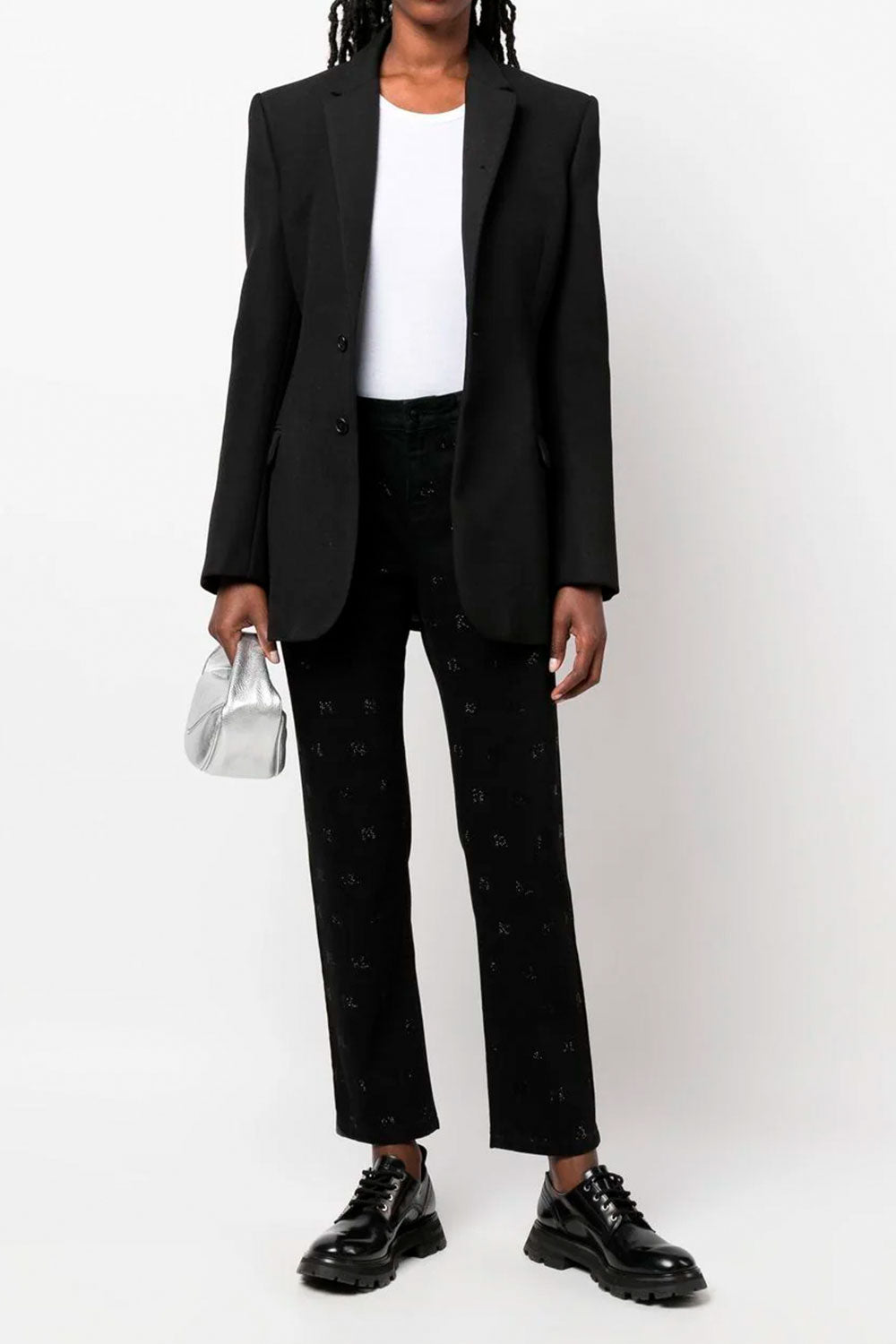 Sparkle Monogram Demin Jeans, svart