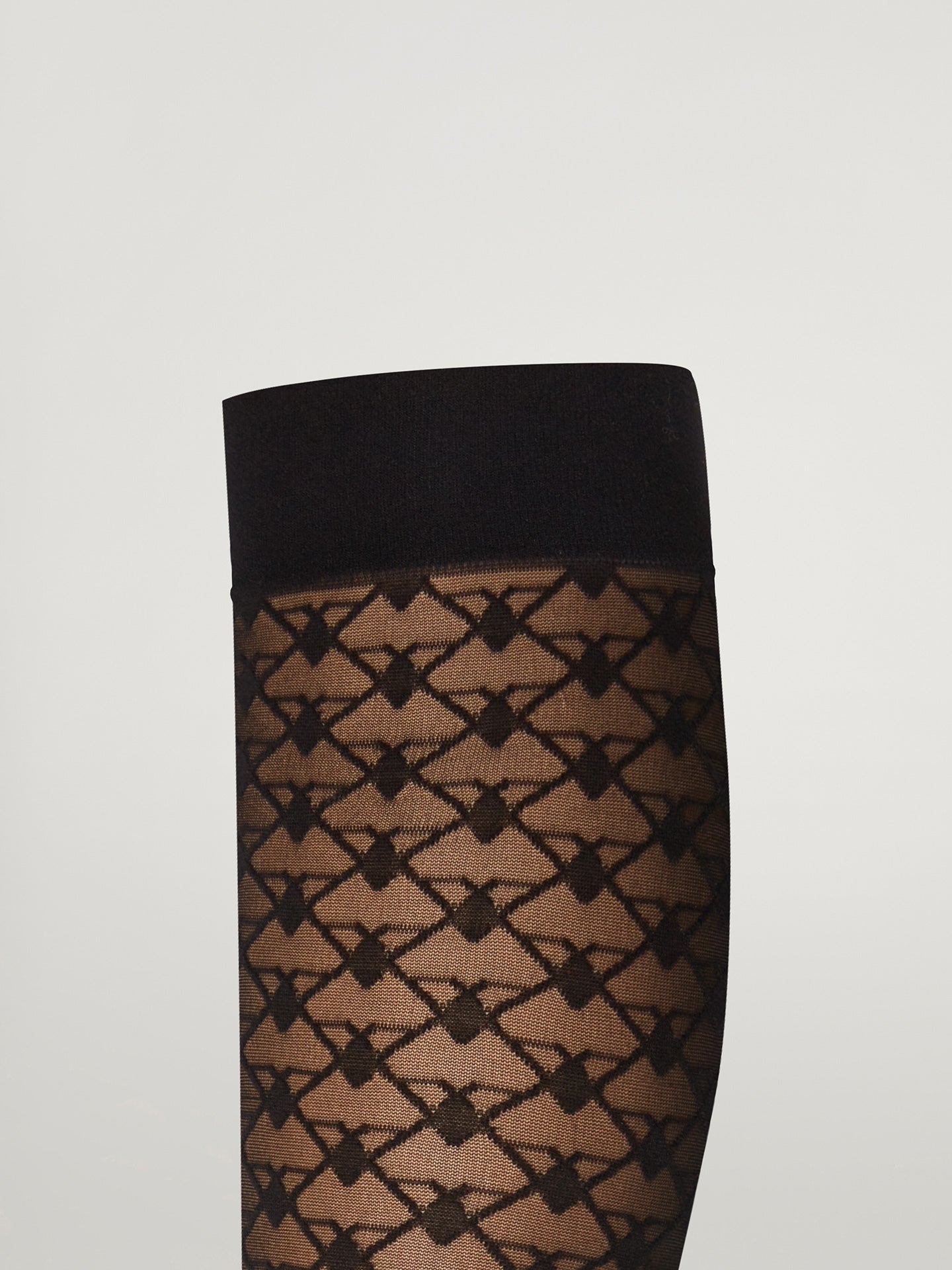 Triangel Monogram Knähöga, Svart - Knähöga strumpor med mönster