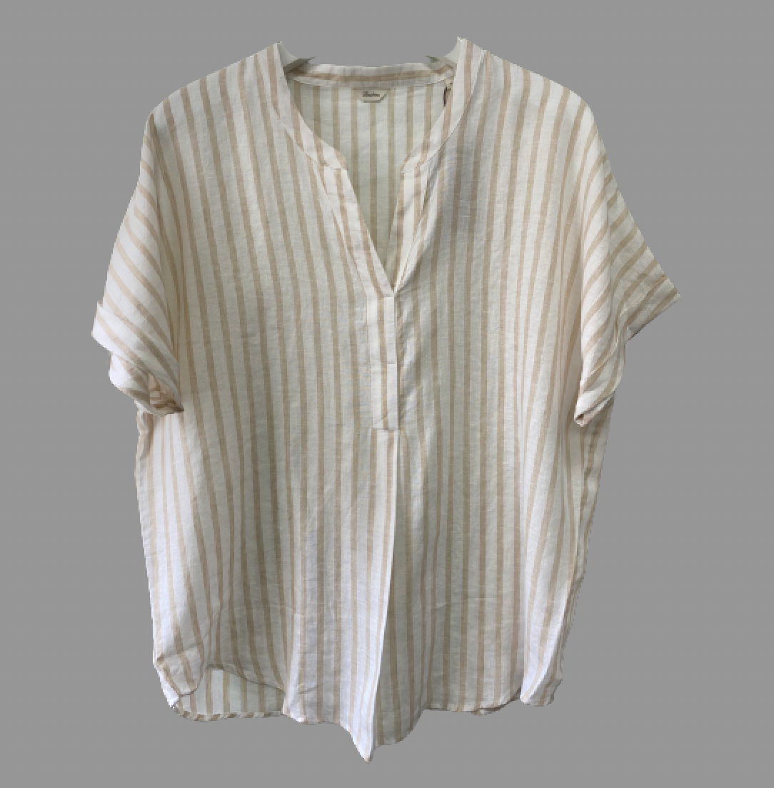 Beige Striped Chiara linne blus.