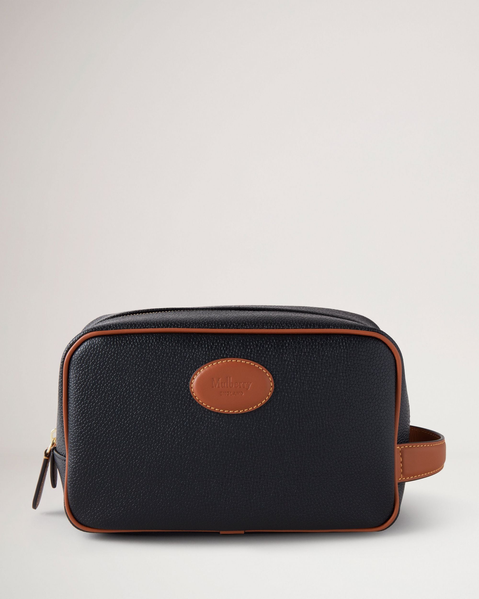 Wash Case Eco Scotchgrain, Black -Cognac