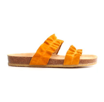 Sandal med volanger på rå gummisula - Angulus