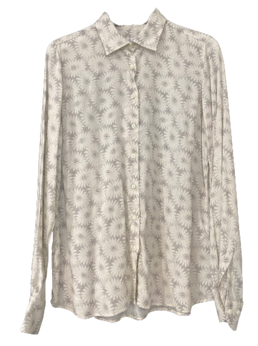 Sofie Feminin skjorta, Beige Grå Blommig