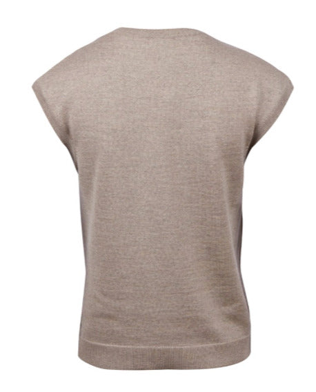 Bali Stickad Merinokeps Ärm, Beige