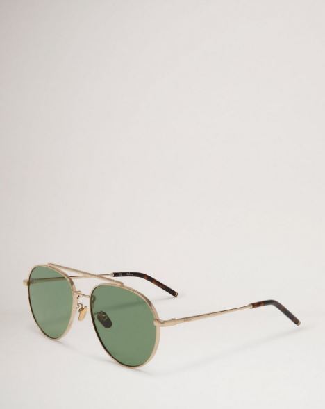 Mulberry Tony Pilot Sunglasses - Gold Dark Green Lenses