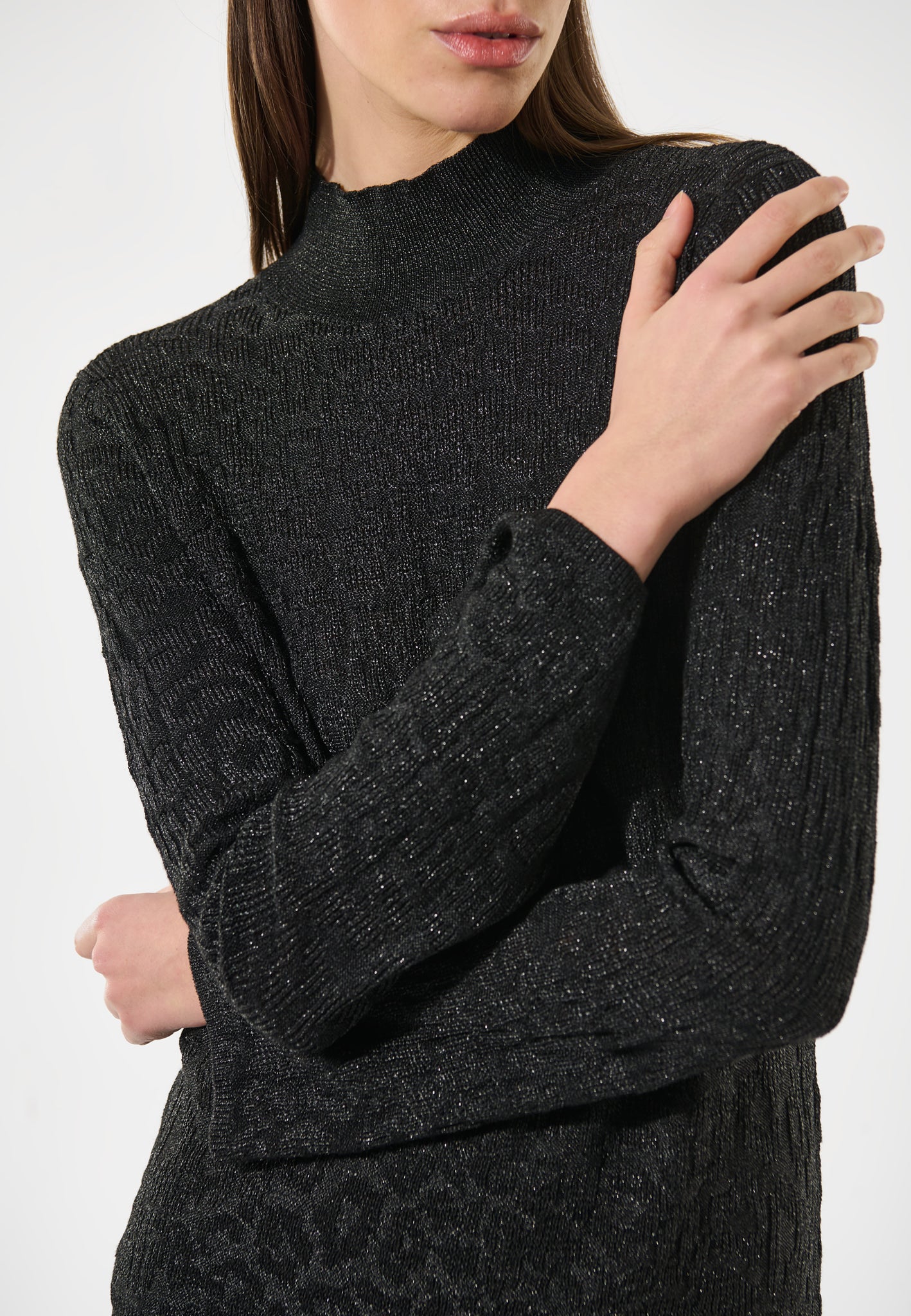 DevaDea Knit Turtleneck, Animal Black