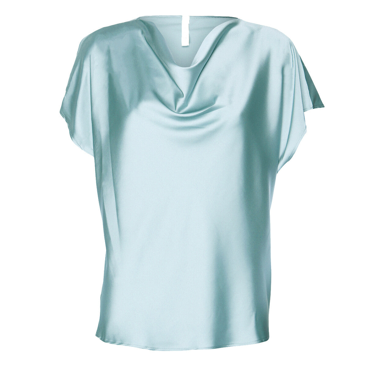 Blouse med vandfaldskrave TK43GDG, Celeste / Aquamarin