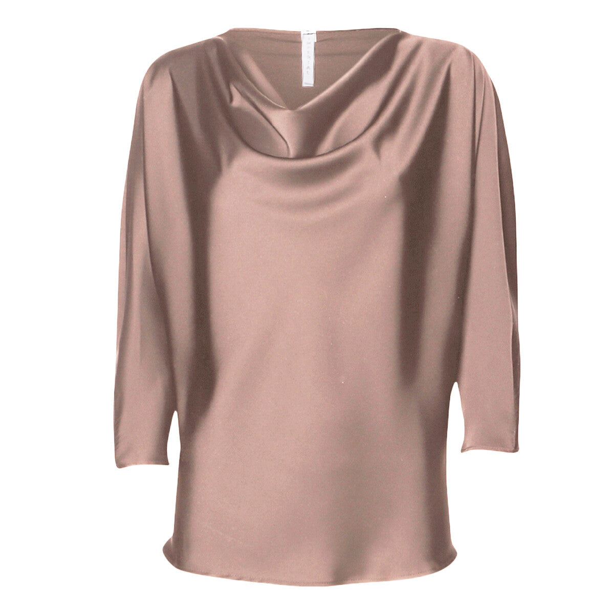 Blouse CLA6IDG with waterfall collar, Tortora.