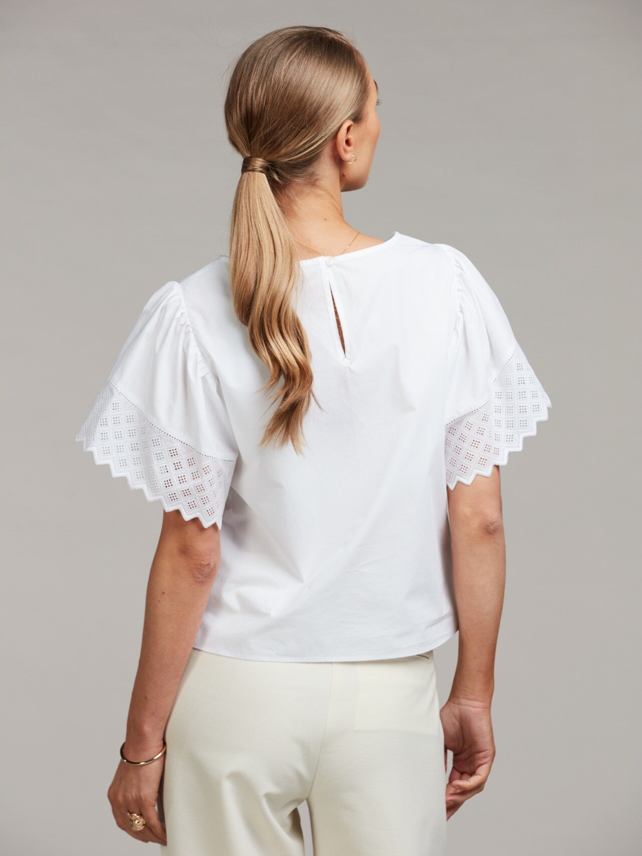 Leona Blouse Wide Sleeves, White