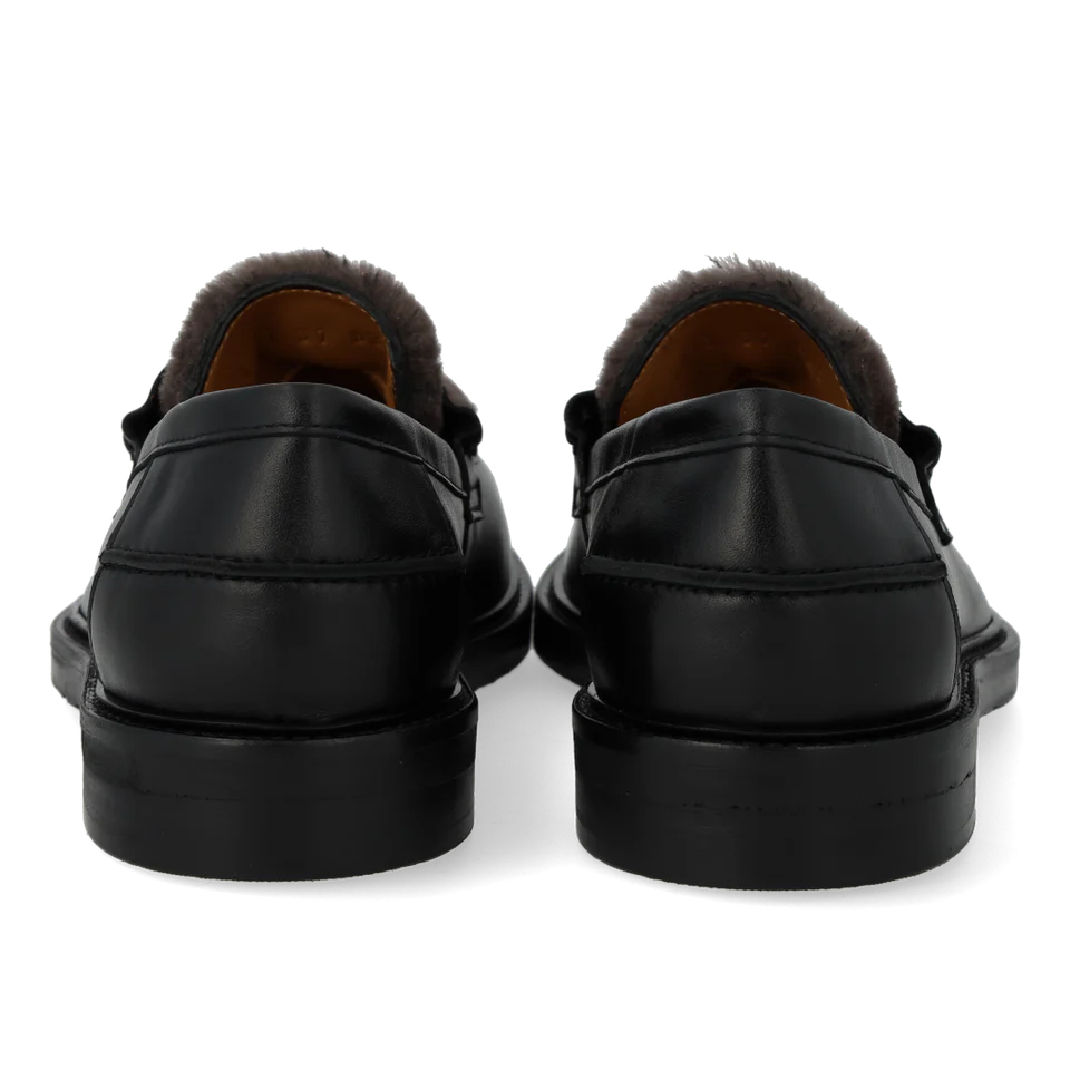 Loafer med pels, Svart / Brun
