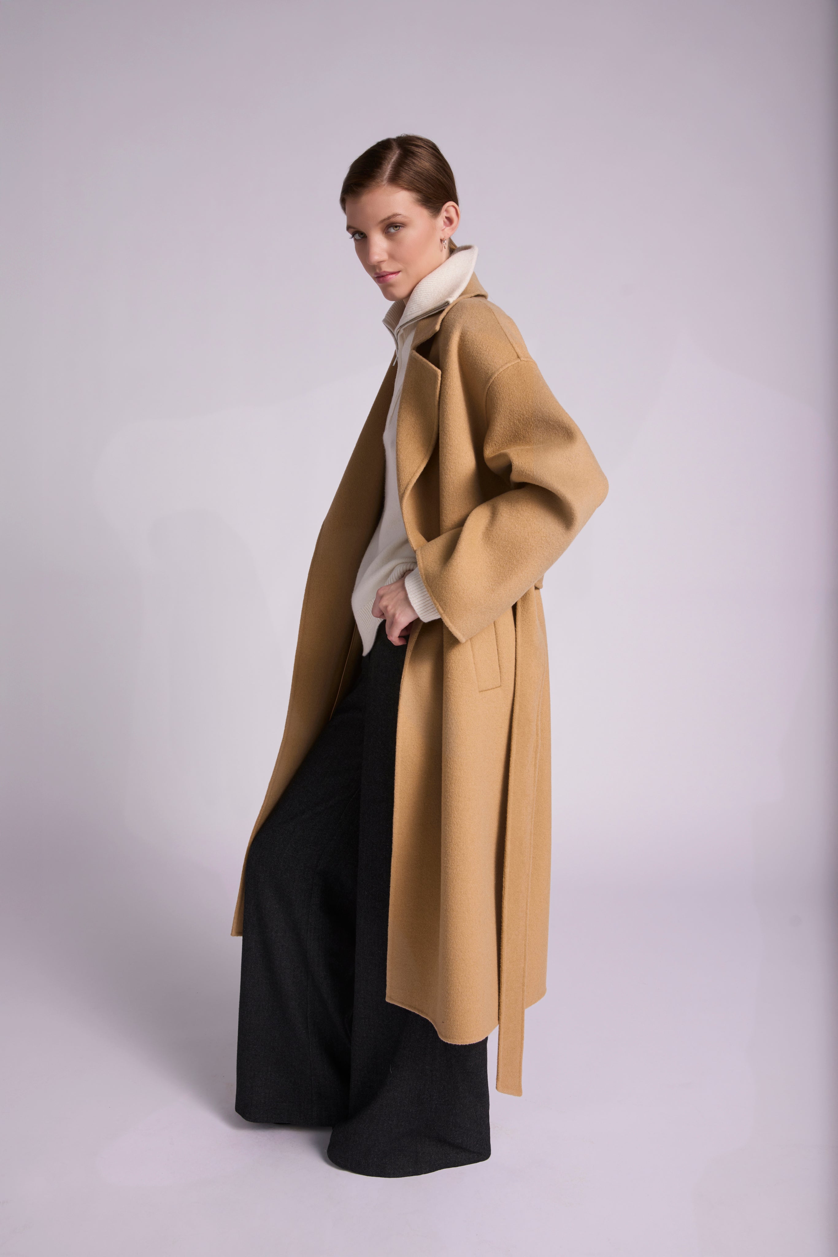 Monica Wool Coat, Grey Melange