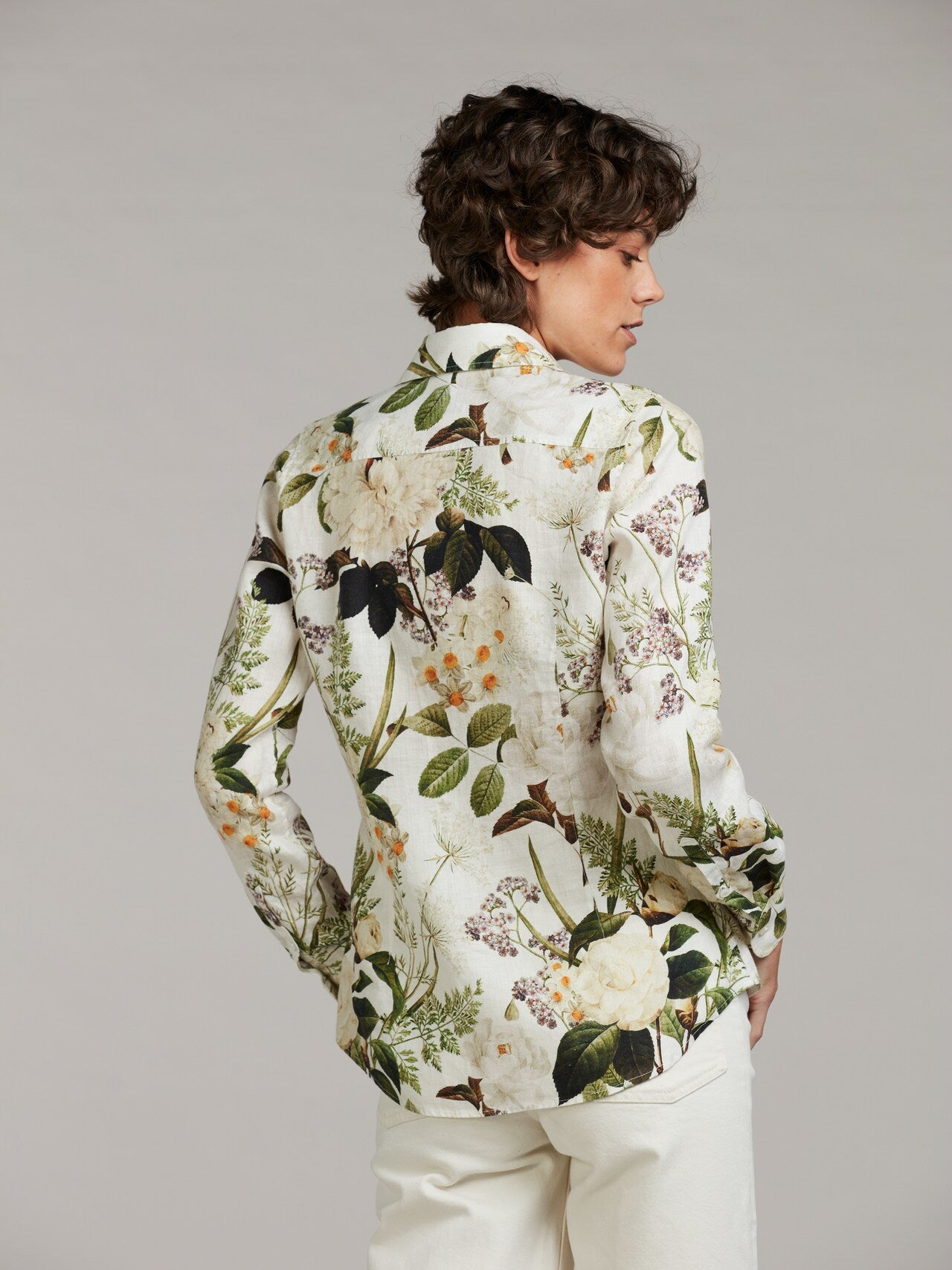 Sofie Patterned Shirt, Green Leaves