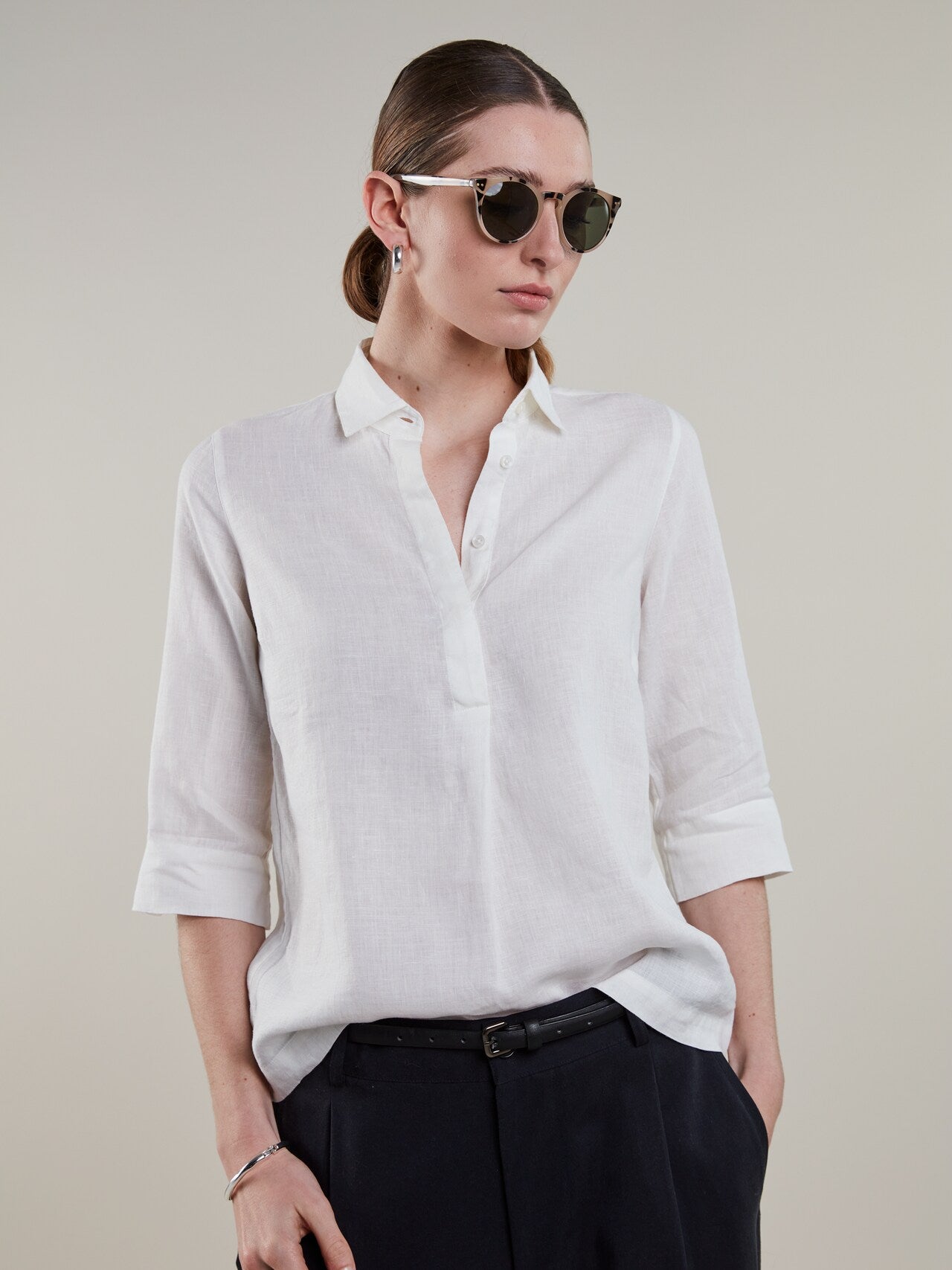 Stella Linen Popover Shirt, Light Green