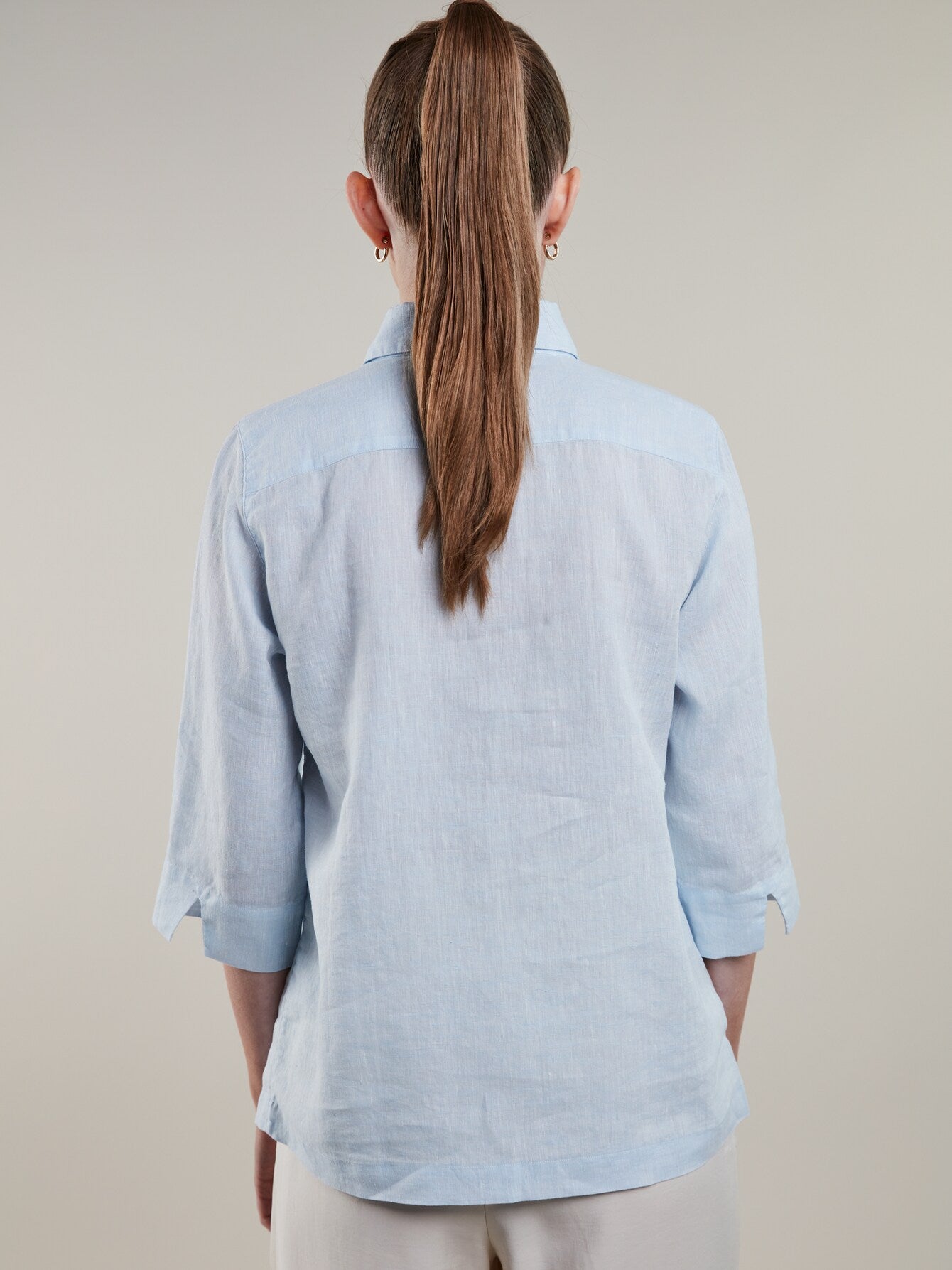 Stella Pop Over Linen Shirt, Light Blue