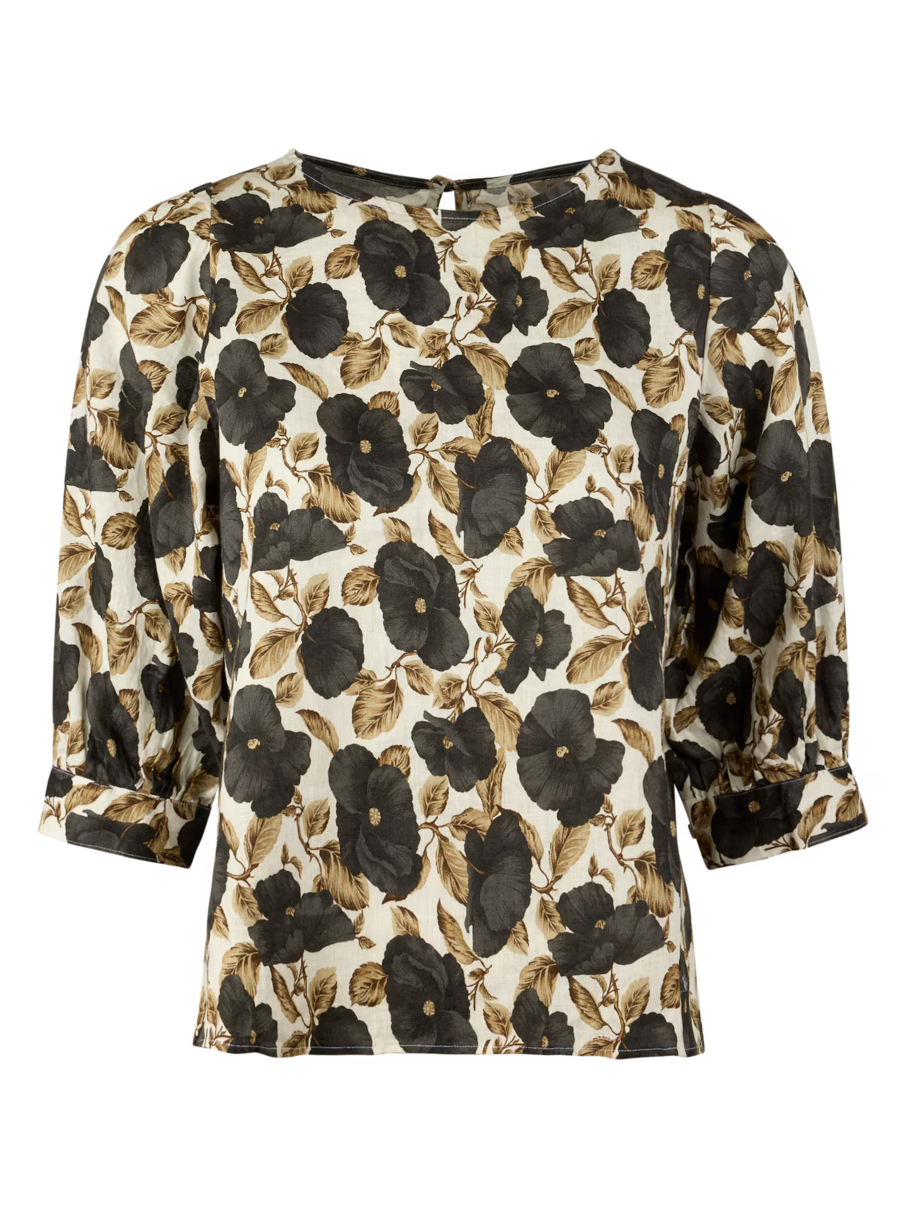 Carmen Blouse Puff Sleeve, Floral Pattern