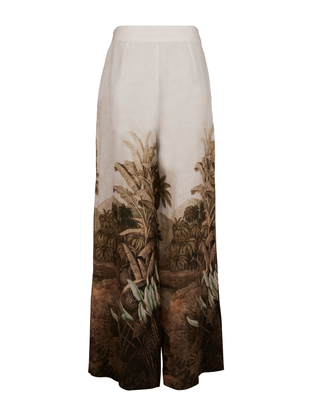 Eve Beige Patterned Linen Pants