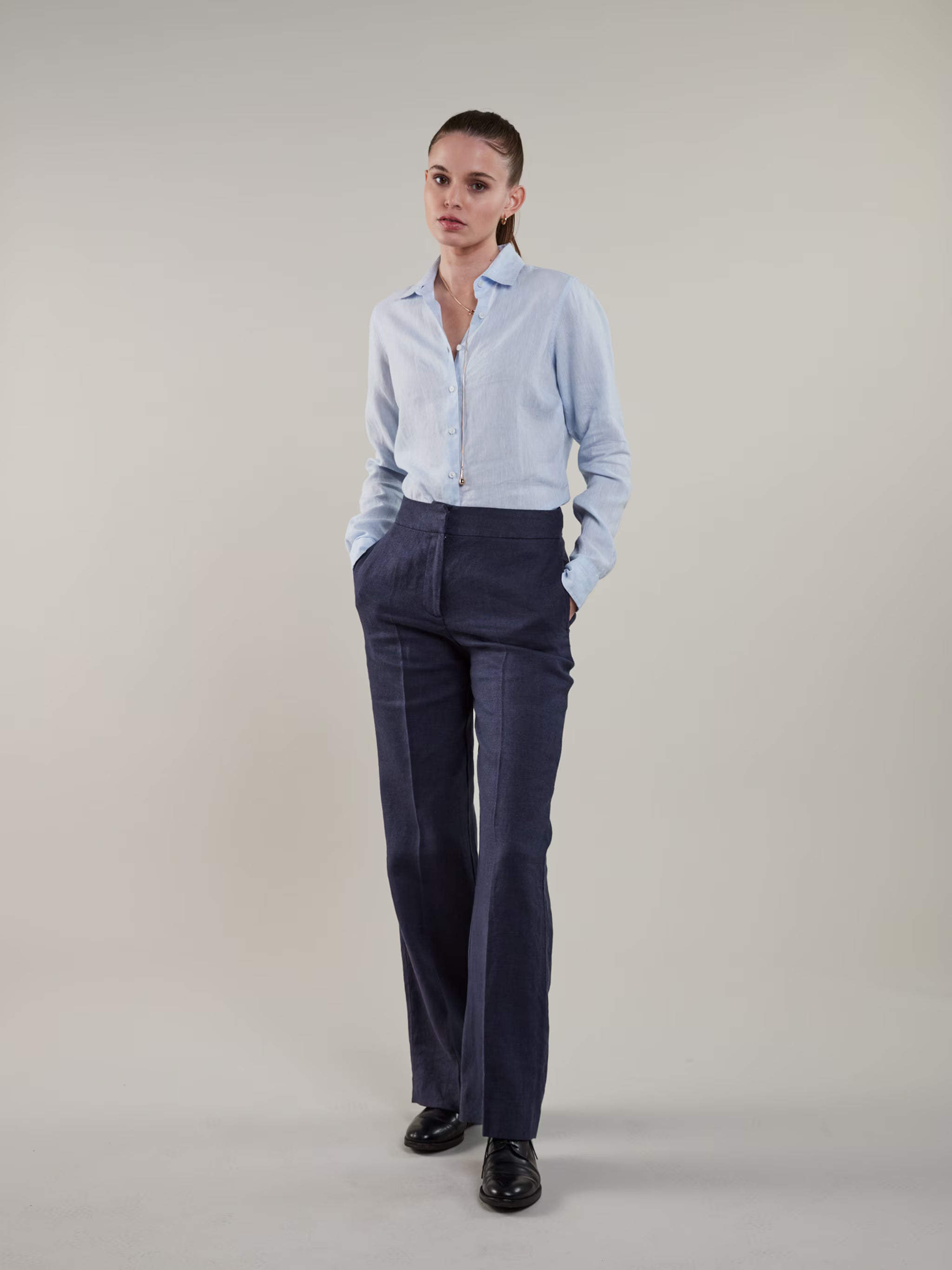Jayda Linen Pants, Navy