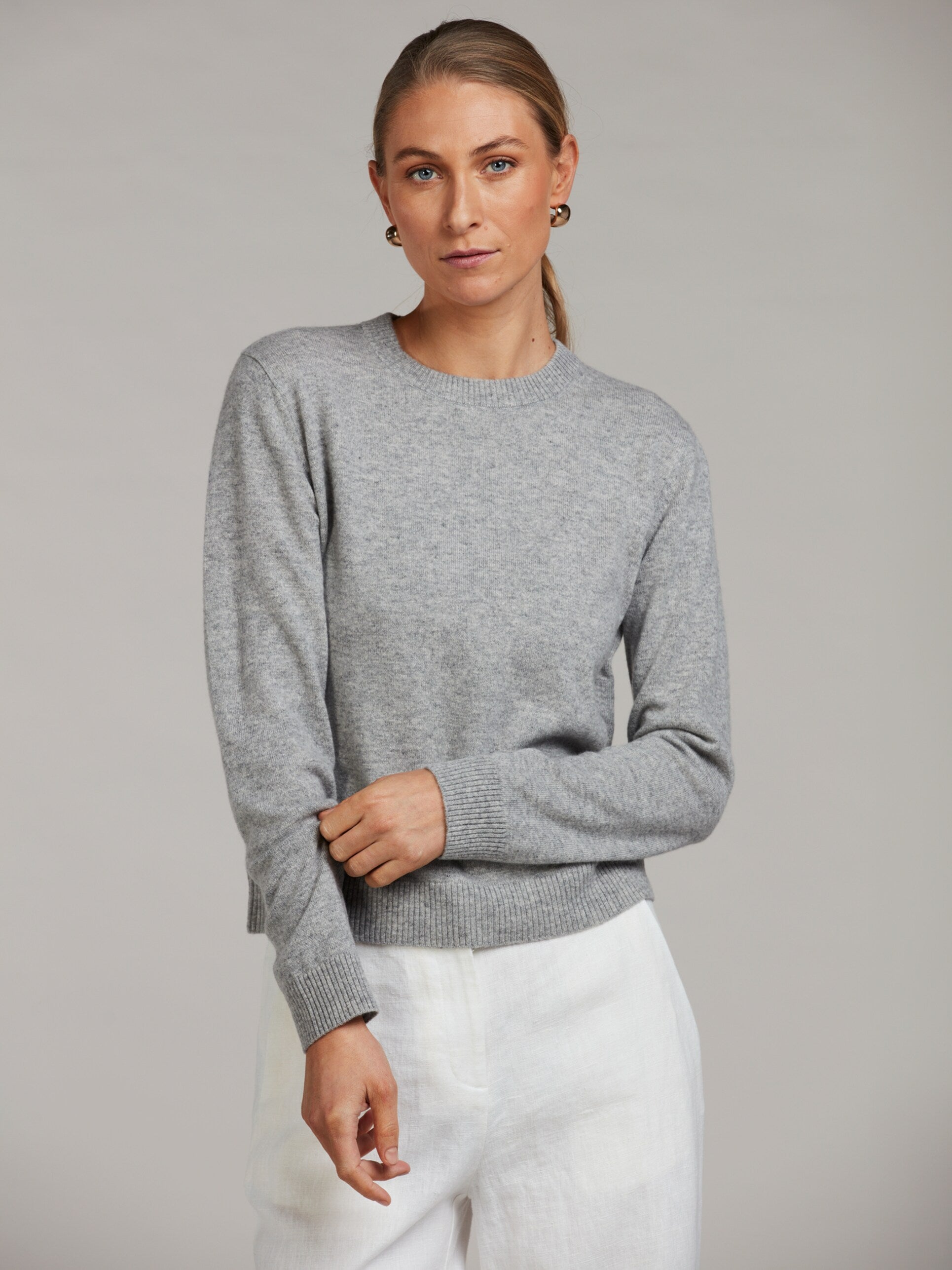 Lilian Strickpullover aus Kaschmir, Graumeliert