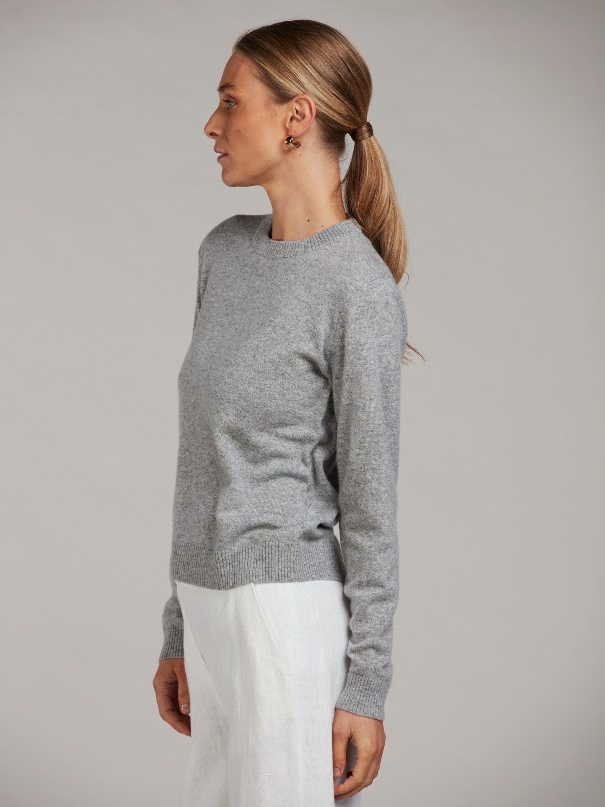 Lilian Strickpullover aus Kaschmir, Graumeliert