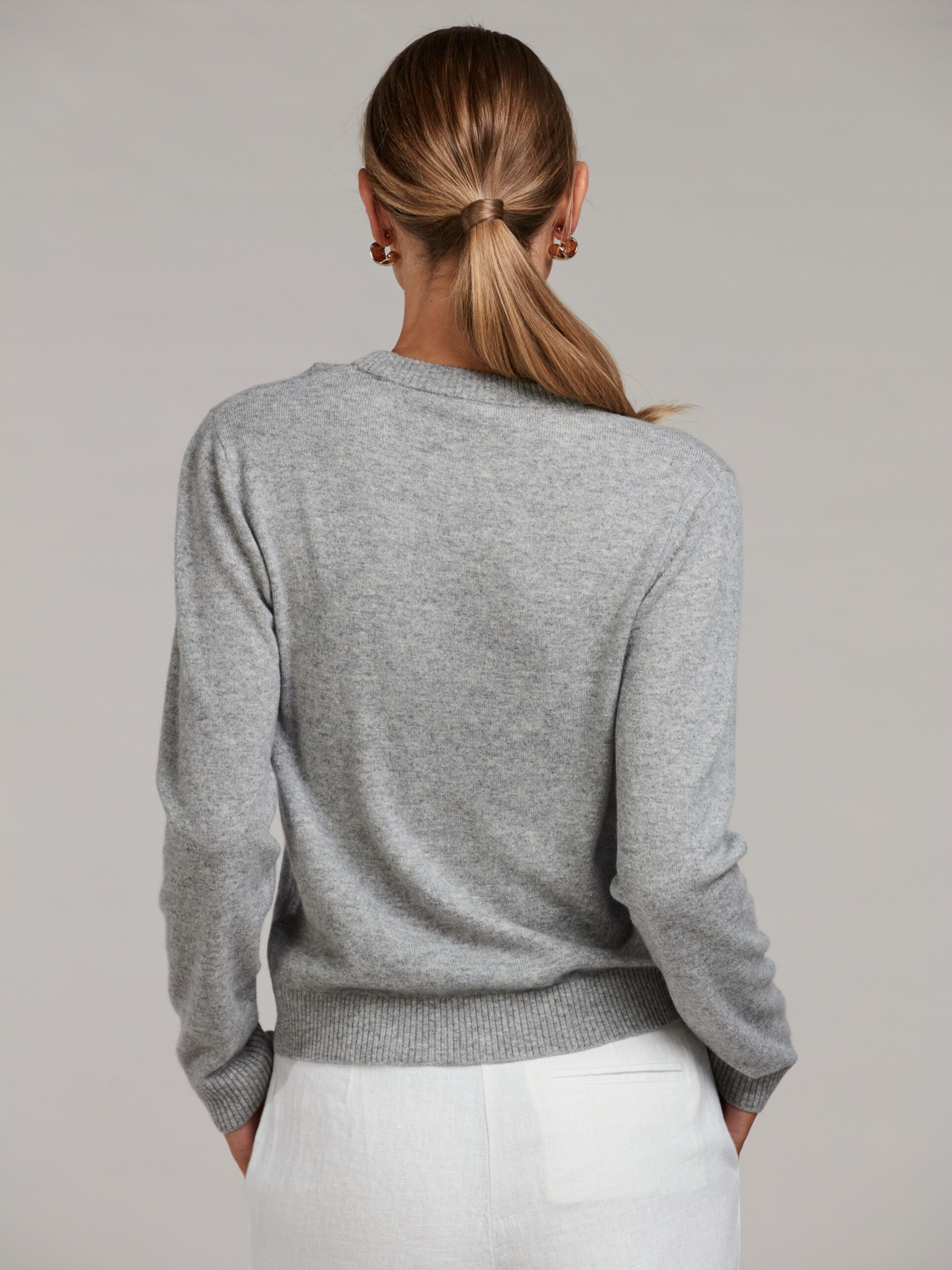 Lilian Strickpullover aus Kaschmir, Graumeliert