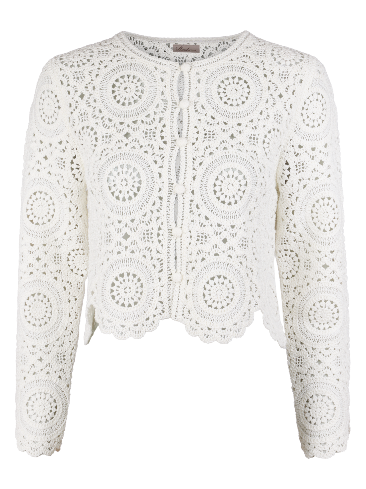 Lotta Crocheted Cardigan Blouse, Offwhite