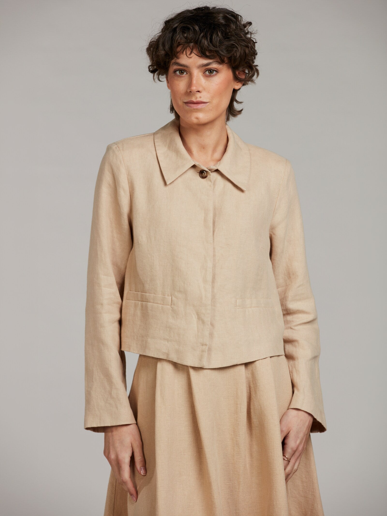 Leia Linen Jacket, Beige