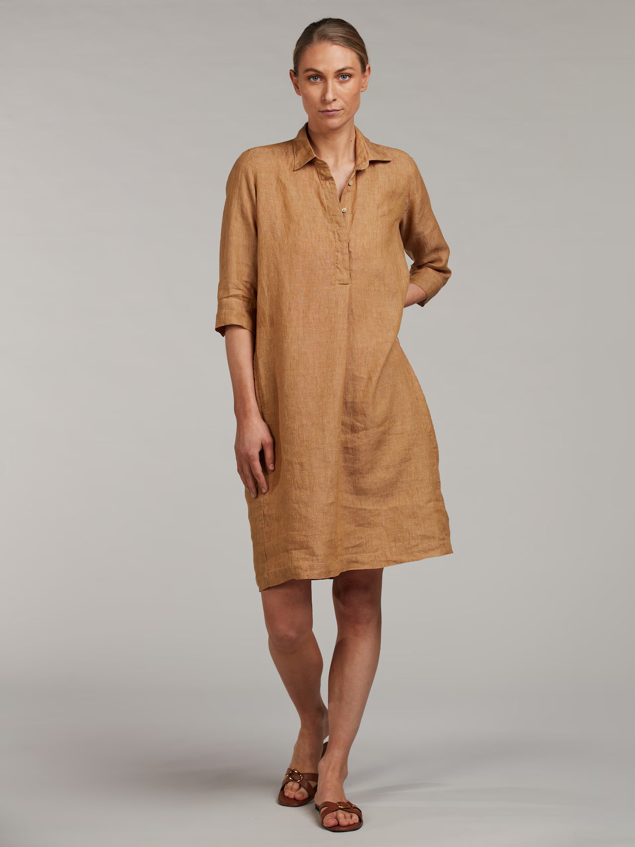 Aud Leinenkleid, Beige