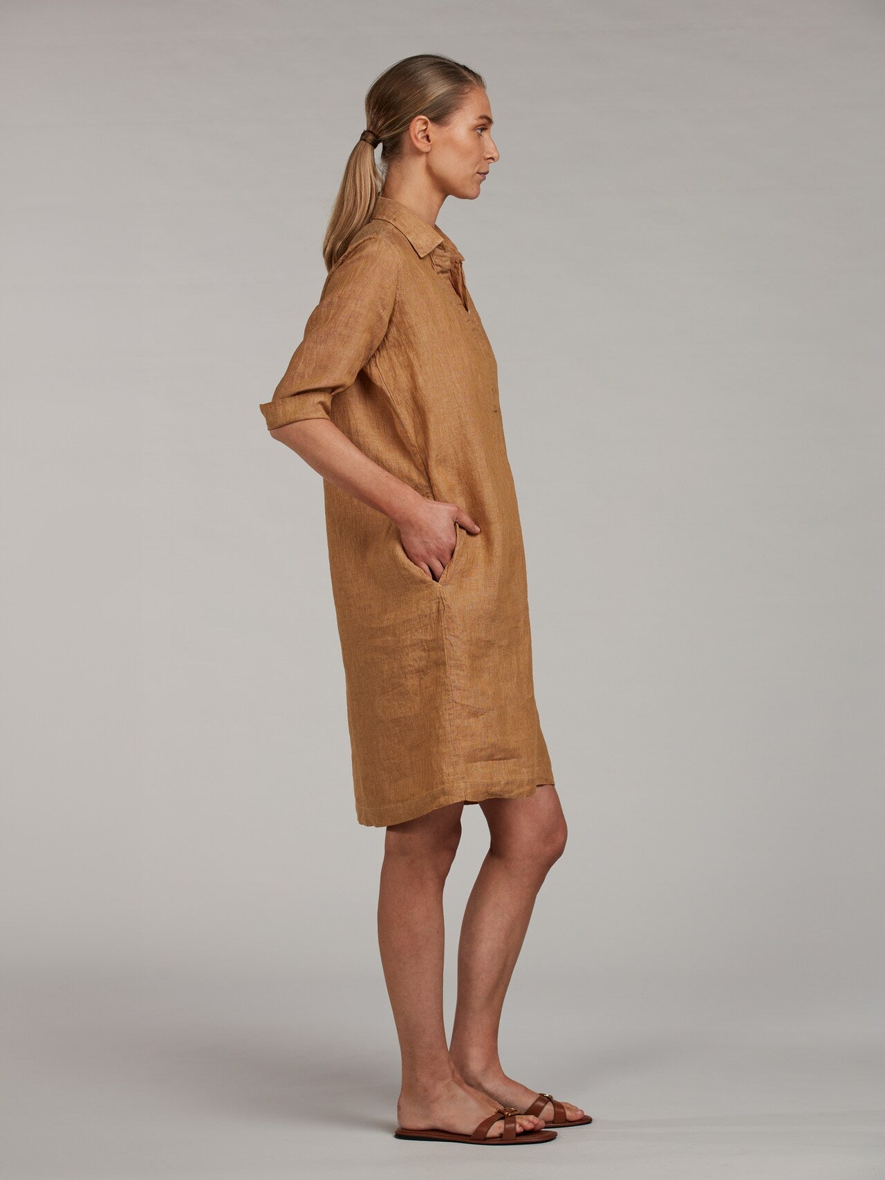Aud Linen Dress, Beige