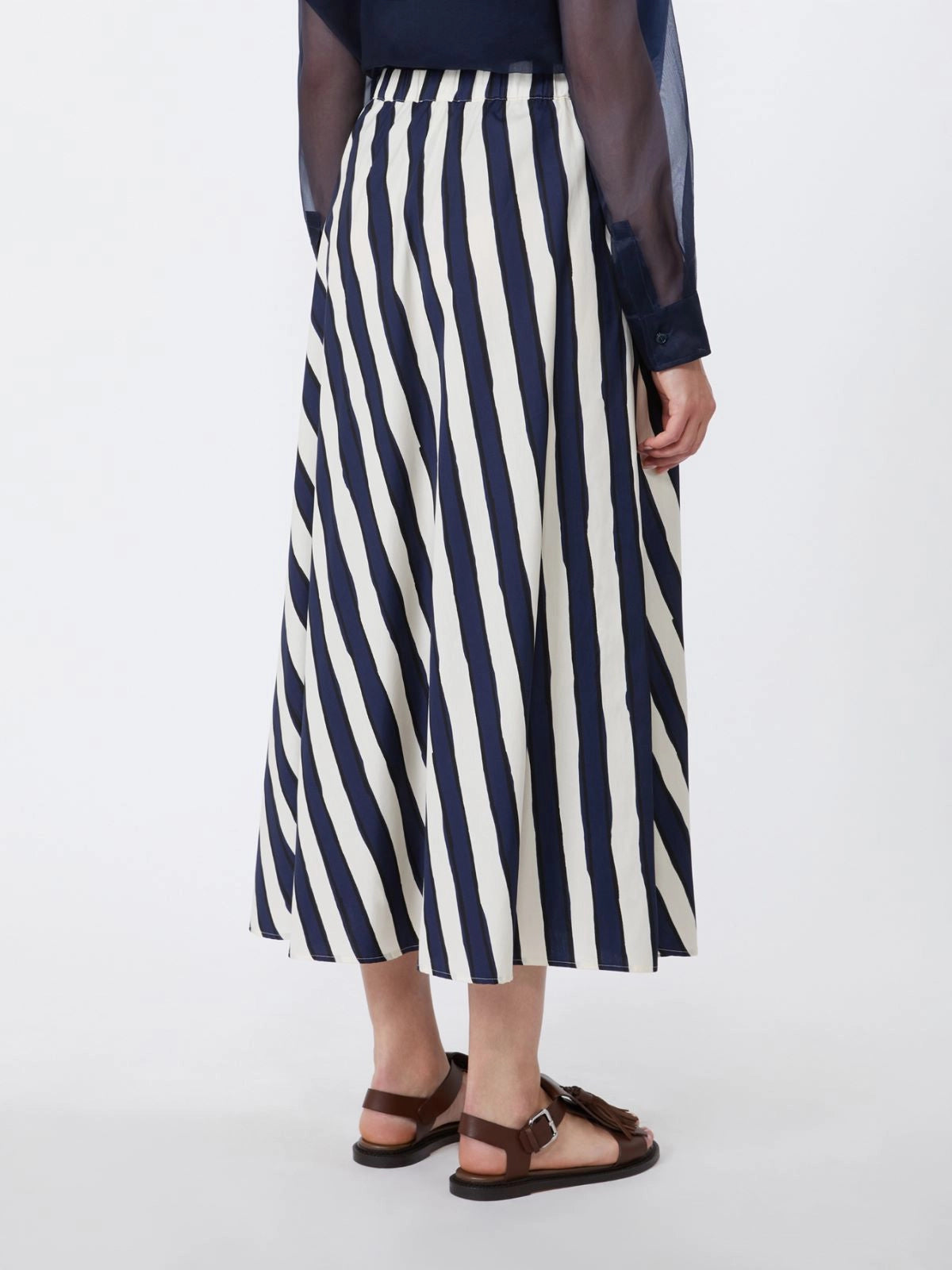 Duomo Skirt, Navy Blue Striped