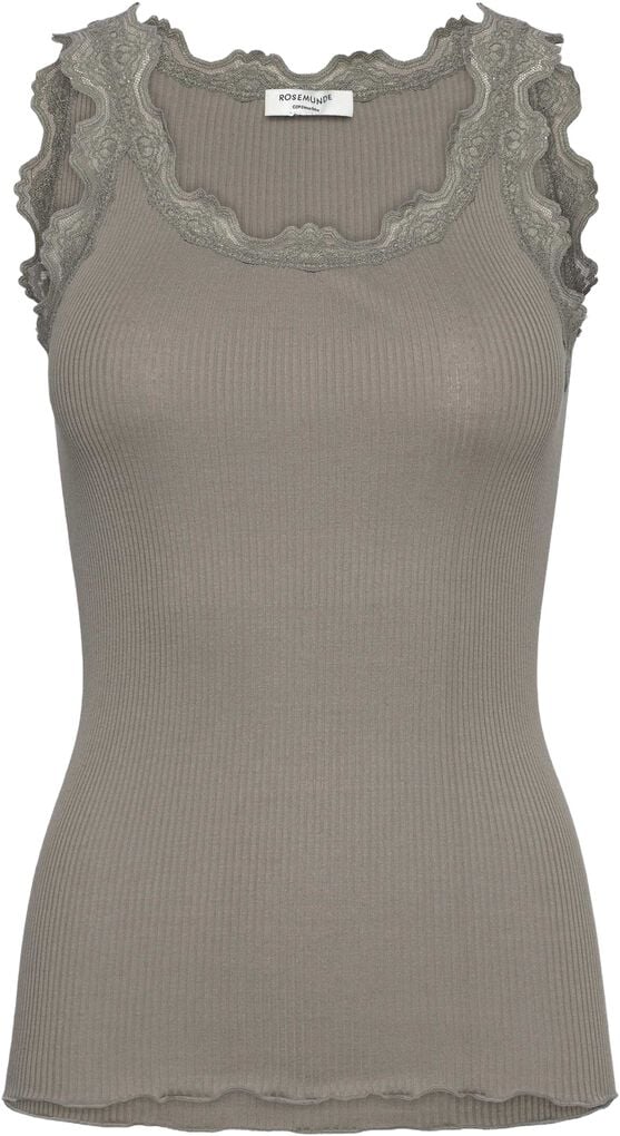 RWBabette Silk SL U-neck Long Lace Top, Dried Sage
