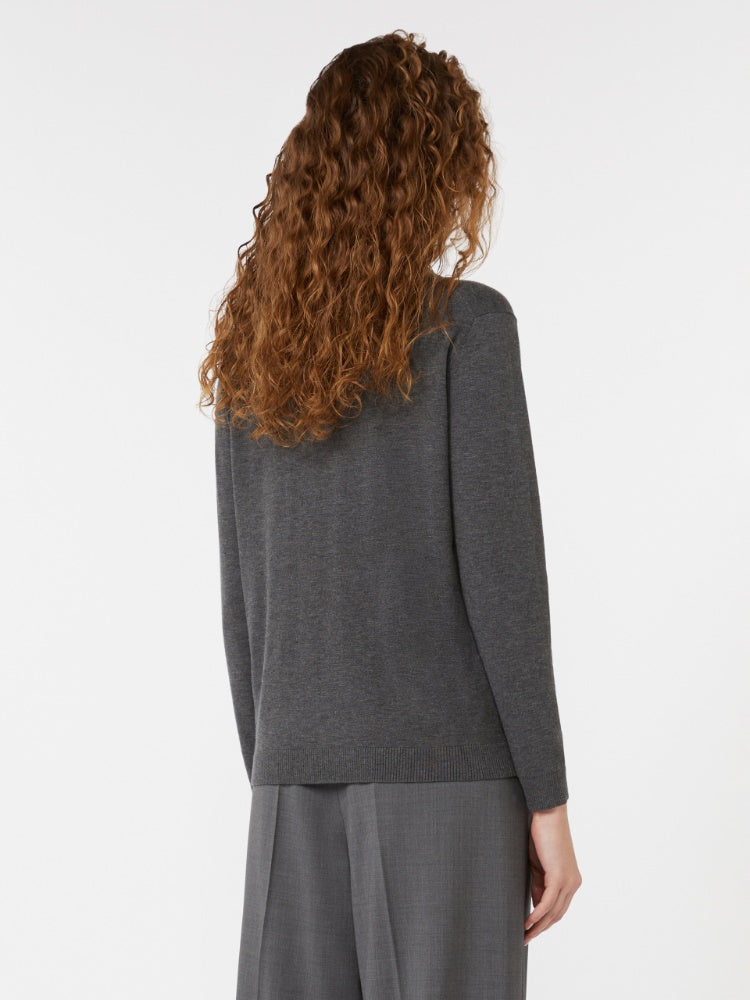 Wool and silk knit turtleneck, Dark Grey