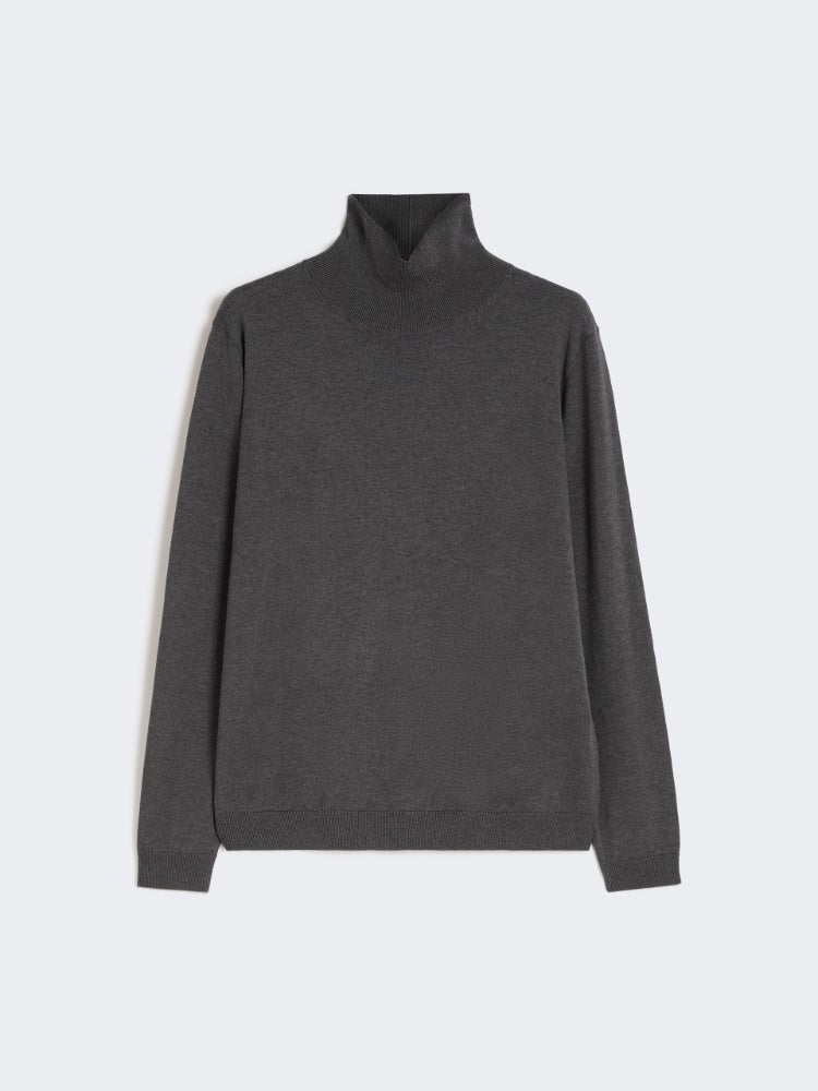 Wool and silk knit turtleneck, Dark Grey