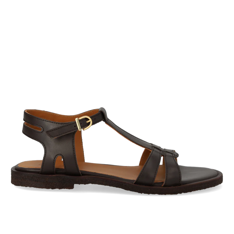 Strap sandal with buckle, Dark Brown
