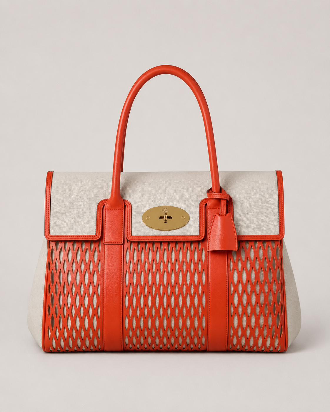 Bayswater Leather & Canvas Cut Out, Coral Orange