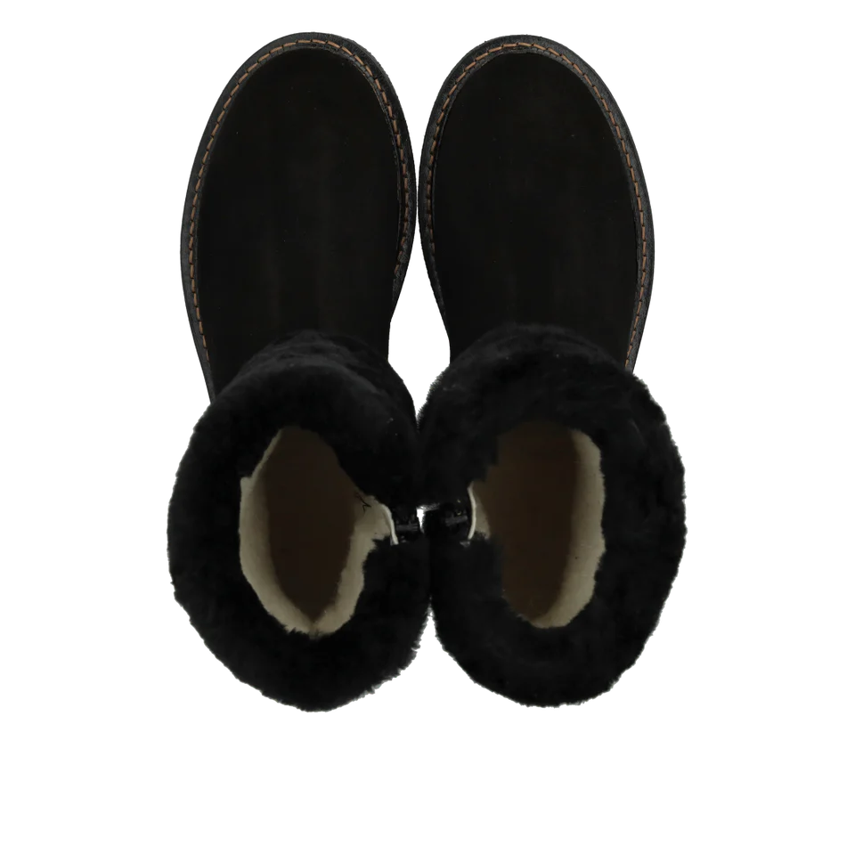 Suede boot with soft lambswool lining, black