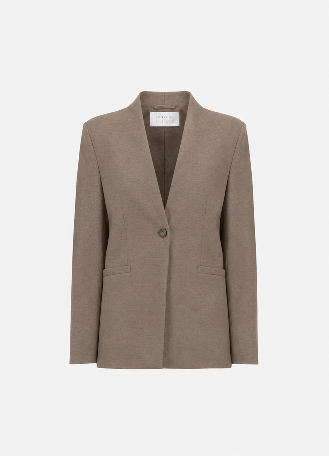 Blazer ohne Kragen, superfeine Merinowolle, Taupe