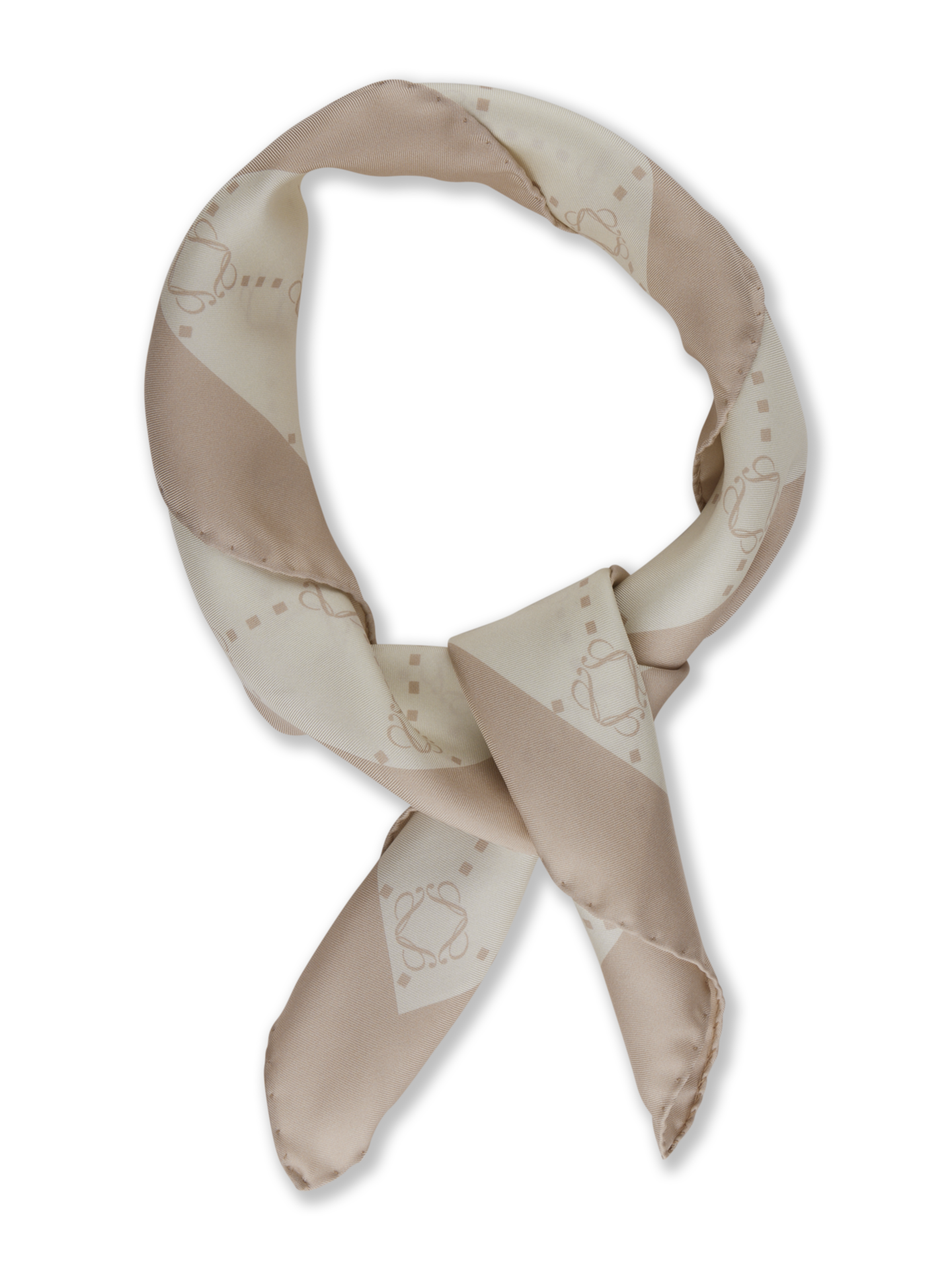 Beige Patterned Silk Scarf