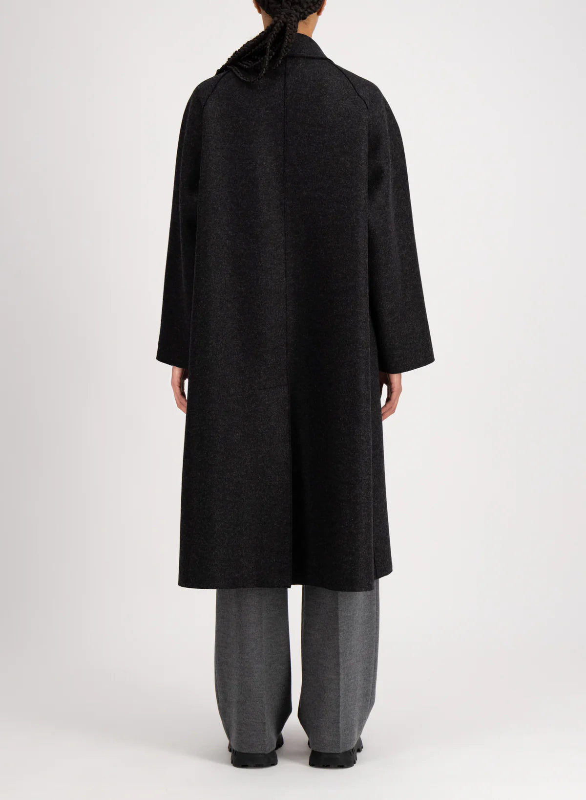 Överrock pressad ull, mörkbrun