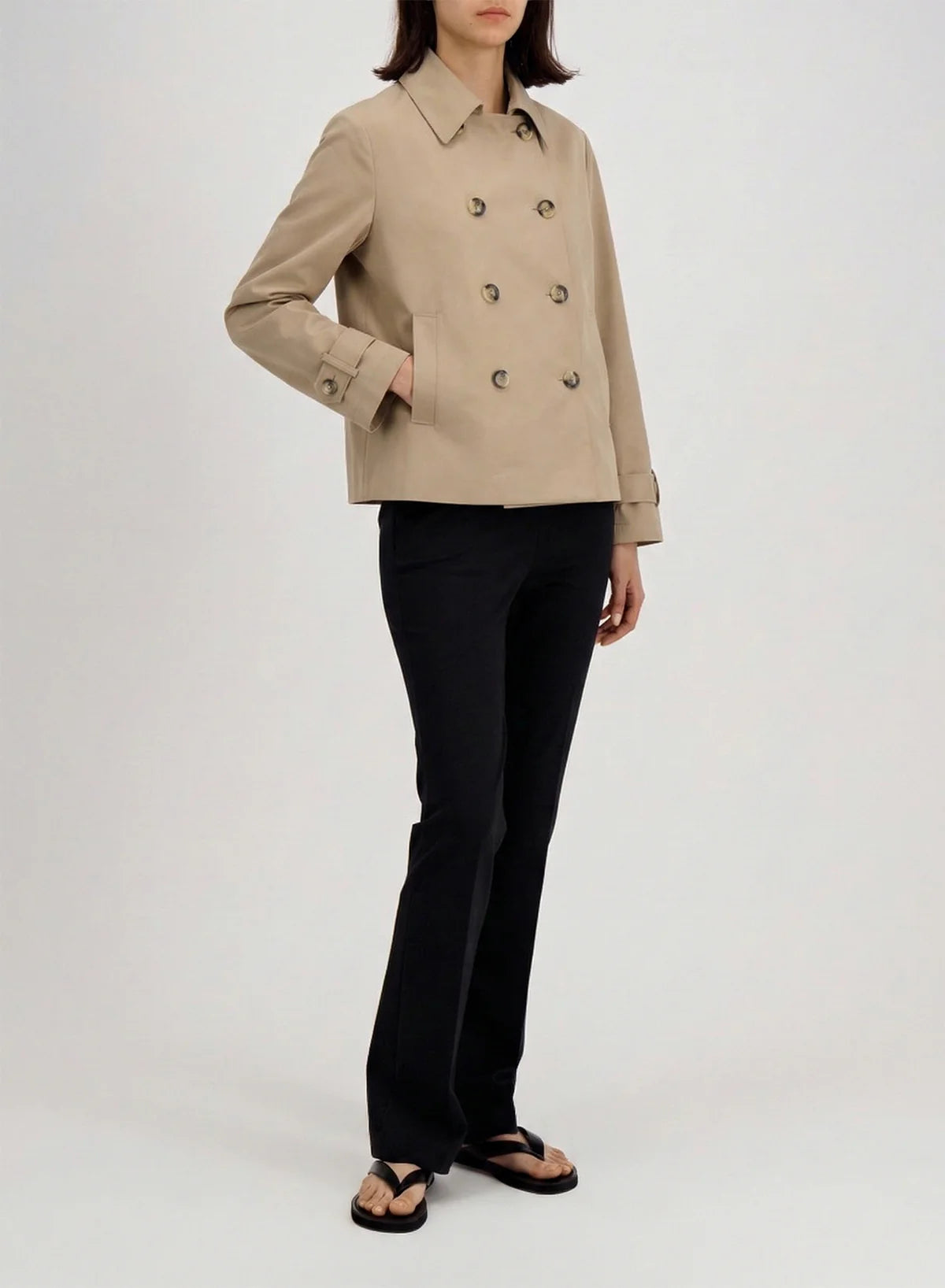 Cropped Trench Coat, Light Technic