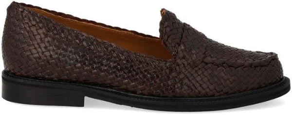 Klassisk Håndflettet Penny Loafer, Dark Brown