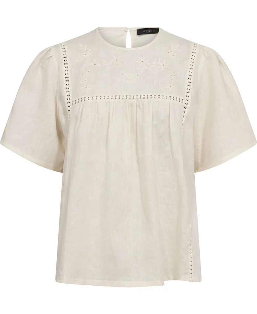 Bacino Top With embroideries, Ecrü