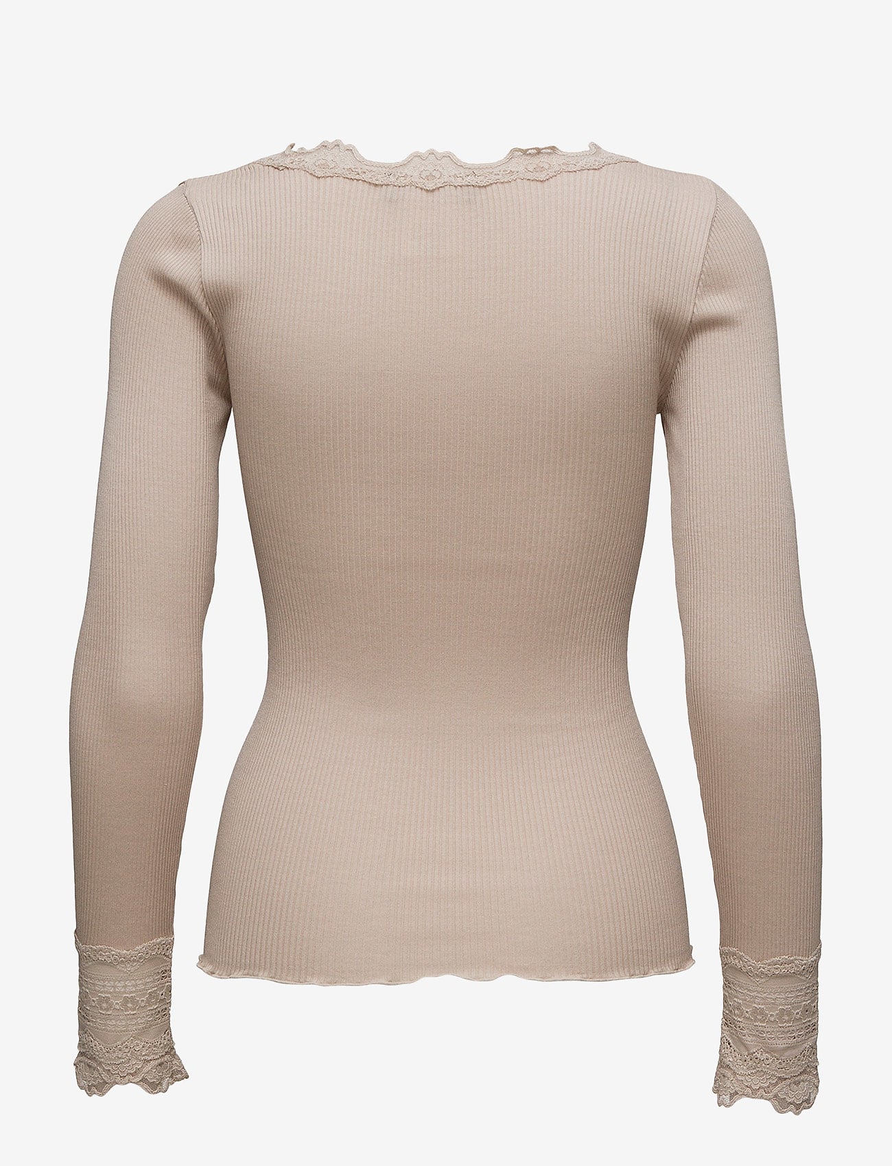 Benita, Silk T-Shirt With Lace And Long Sleeves, Silver Lining